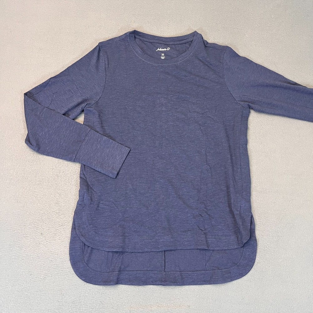 Johnnie-O Women's Med‎ Valerie LS T-Shirt Crew Pullover Modal Blue High Low Hem